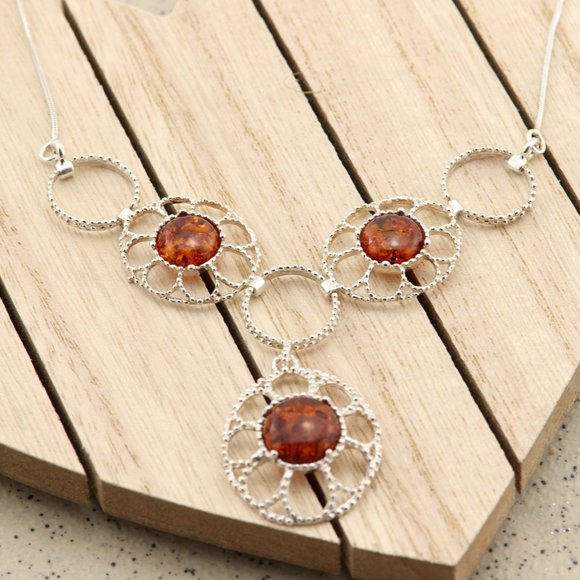 Sterling silver necklace, silver necklace with natural Baltic amber - Picture 10 of 12